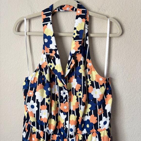 Modcloth NEW 1X Linen Blend Floral Print Halter Jumpsuit - Picture 4 of 16